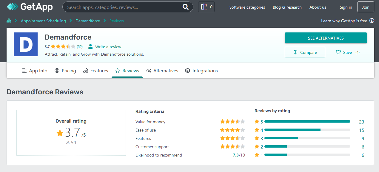 Demandforce REVIEW AND RATING ON GetApp
